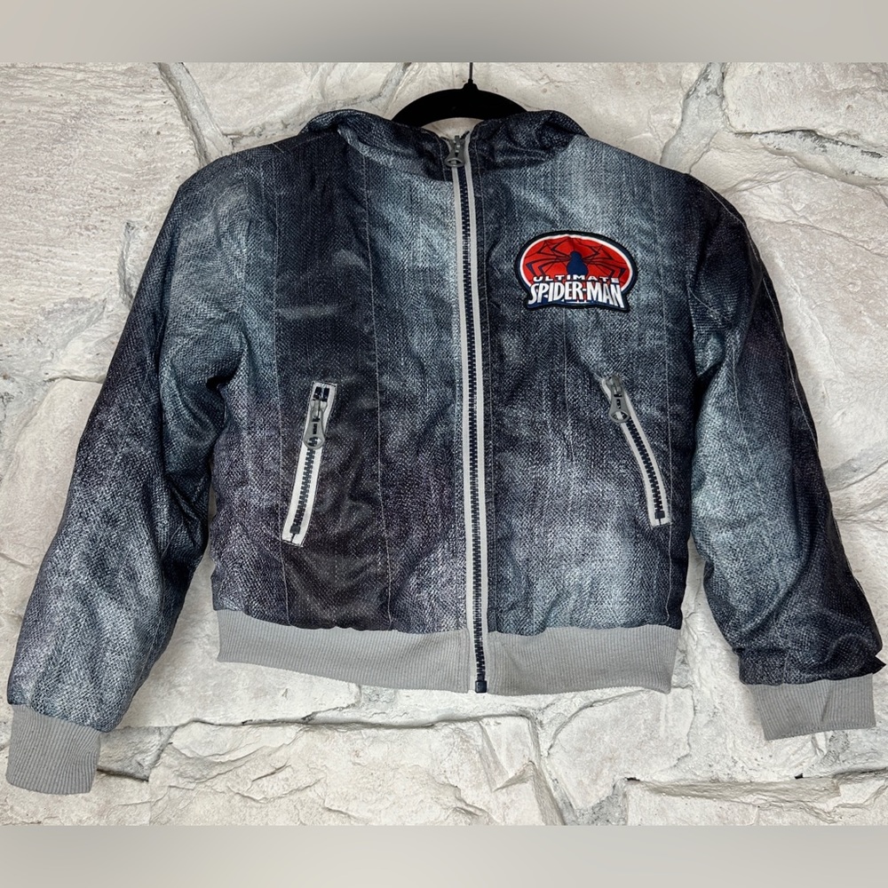 Marvel Ultimate Spiderman | Kids Hooded Jacket/Coat with Zipper, Size SM 6/7